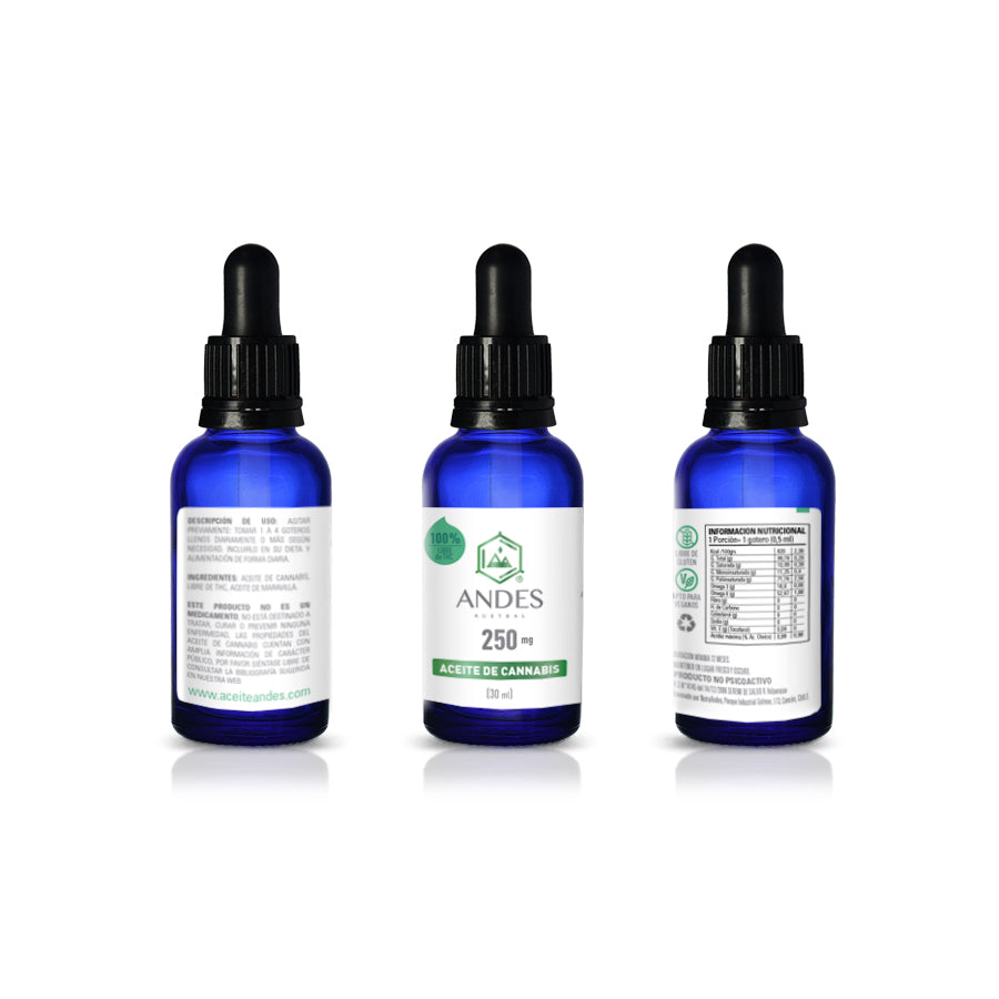 Andes Austral Aceite 250mg - 30 ml Sabor Natural o Menta